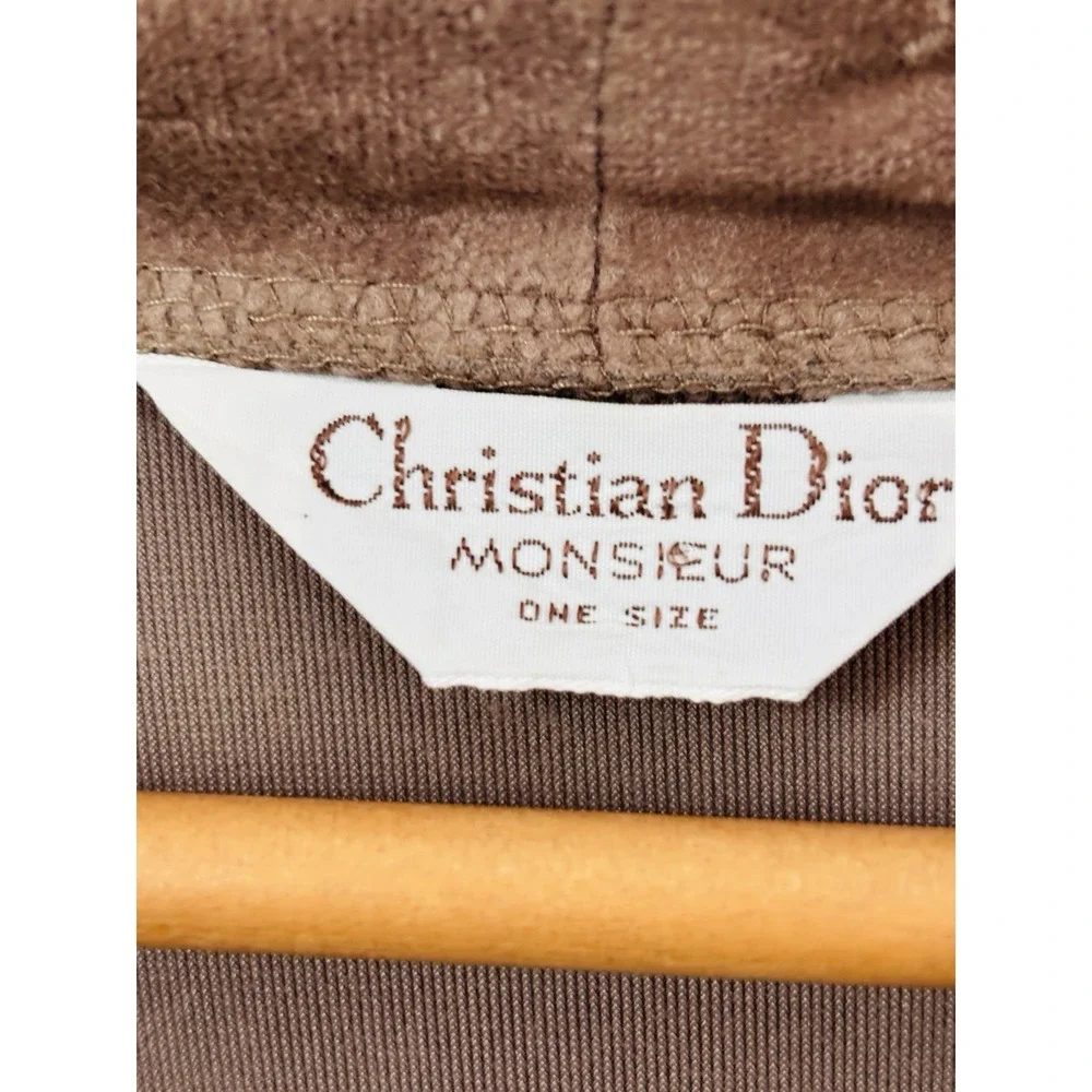 Vintage Christian Dior Monsieur Men's Taupe Velour Robe Belted Lounge Bath Robe*